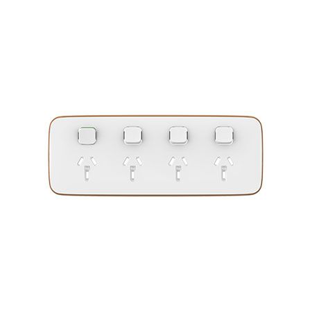 Clipsal Iconic, Essence Quad Power Point Skin, Horizontal Mount, Clip-On, 250V, 10A - Arctic White