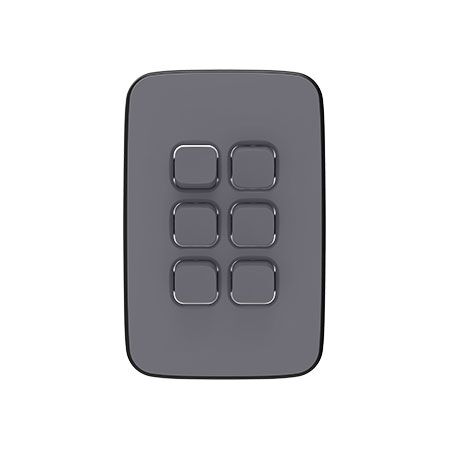Clipsal Iconic, Essence Switch Plate Skin, 6 Gang, Vertical/Horizontal, Clip-On - Ash Grey