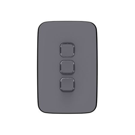 Clipsal Iconic, Essence Switch Plate Skin, 3 Gang, Vertical/Horizontal, Clip-On - Ash Grey