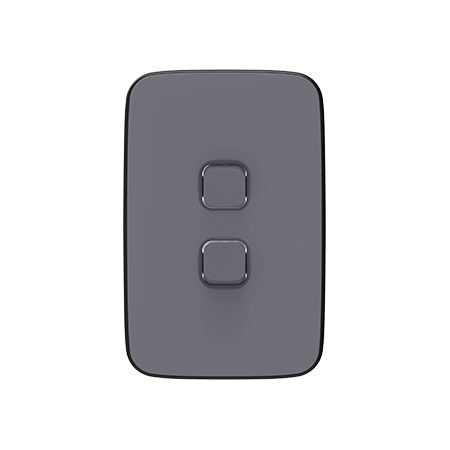 Clipsal Iconic, Essence Switch Plate Skin, 2 Gang, Vertical/Horizontal, Clip-On - Ash Grey