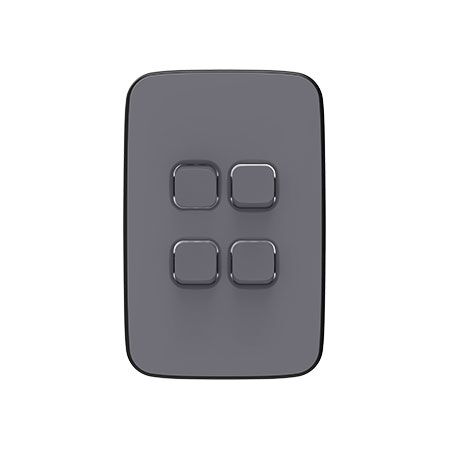 Clipsal Iconic, Essence Switch Plate Skin, 4 Gang, Vertical/Horizontal, Clip-On - Ash Grey