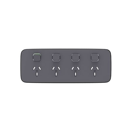 Clipsal Iconic, Essence Quad Power Point Skin, Horizontal Mount, Clip-On, 250V, 10A - Ash Grey