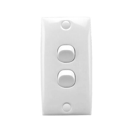 Standard Series, Flush Switch, 2 Gang, 250VAC, 10A, Intermediate Architrave - White Electric