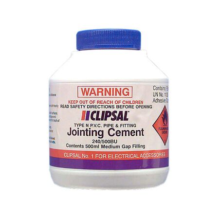 Clipsal - Cable Management, PVC Medium Gap Filling Blue Cement, 500ml Bottle with Brush