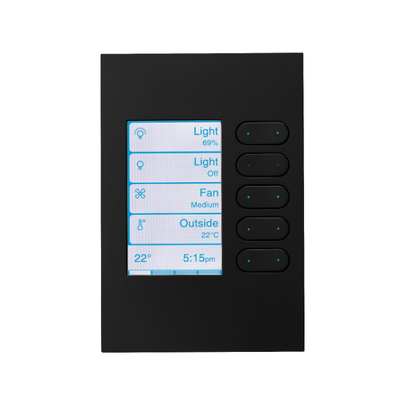 C-Bus eDLT, Wall Plate, Saturn Zen, Enhanced Dynamic Labelling Technology, 5 Key, A Series - Zen Black