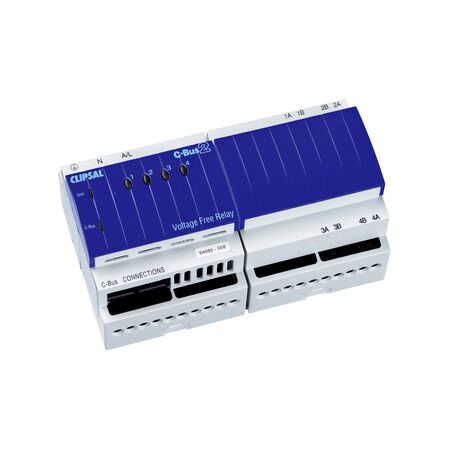 C-Bus, Relay, DIN Rail Mounted, Voltage Free, 240V AC, 4 Channel, 10A, With C-Bus Power Supply