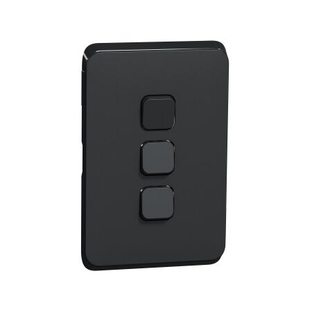 Clipsal Iconic, Switch Plate Skin, 3 Gang, Horizontal/Vertical Mount - Extra Black