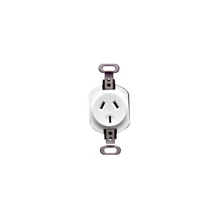 Standard Series, Power Outlet, Single, Flush Mount, 250V 10A, 3 pin - White Electric
