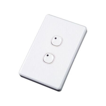 C-Bus Control and Management System, Plastic Plate Wall Switch, 2 Button - White Electric