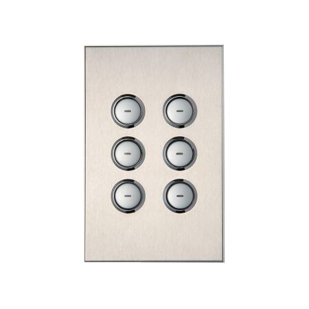 C-Bus, SpaceLogic Wall Plate, Saturn, A-Series, Key Input unit, 6 keys - Stainless Steel