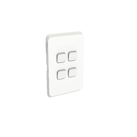 Clipsal Iconic, Gridplate and Skin, 4 Gang, Vertical/Horizontal - Vivid White