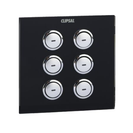 C-Bus, SpaceLogic Wall Plate, Saturn, E-Series, Key Input unit, 6 keys - Black