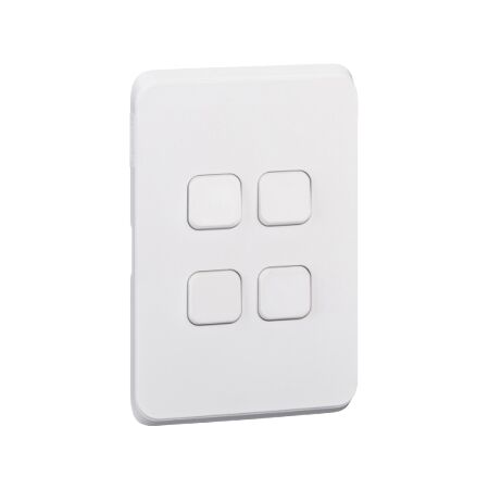 Clipsal Iconic, Switch Plate Skin, 4 Gang, Horizontal/Vertical Mount - Extra Vivid White