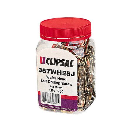 Clipsal - General Accessories, Washer Head, Self Drilling, 8 x 25mm, Jar 250