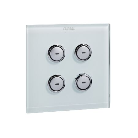 C-Bus, SpaceLogic Wall Plate, Saturn, E-Series, Key Input unit, 4 keys - Glass Finish