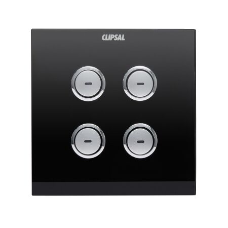C-Bus, SpaceLogic Wall Plate, Saturn, E-Series, Key Input unit, 4 keys - Black