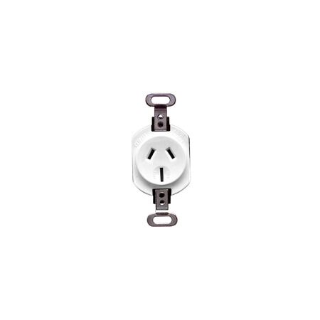 Standard Series, Power Outlet, Single, Flush Mount 250V 15A, 3 pin - White Electric