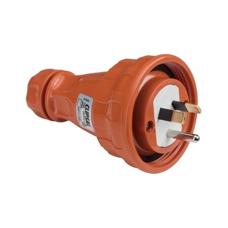 Clipsal - 56 Series, Plug Top, Straight, 3 PIN, 10A, 250V, IP66 - Resistant Orange