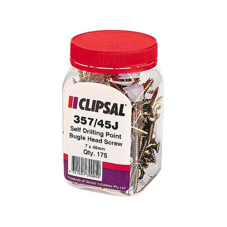 Clipsal - General Accessories, Bugle Head, Self Drilling Point, 7 X 45mm, Jar 175