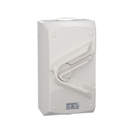 Weathershield, Switch, 1-Gang, 32mm Entry, 3 Pole, 55A, 440VAC, IP66 - Resistant Grey