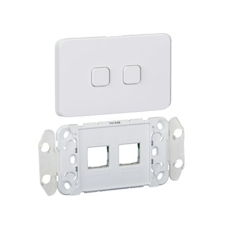 Clipsal Iconic, Grid and Skin Switch, Vertical/Horizontal, 2 GangBulk Pack 50 - Extra Vivid White