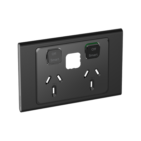 Clipsal Iconic, Styl Skin Connected Socket, Wiser, Horizontal Twin - Silver Shadow