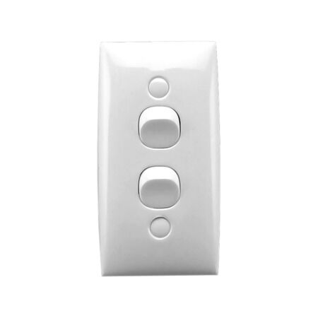 Standard Series, Flush Switch, 2 Gang, 250VAC, 10A, Intermediate Architrave, Vertical - White Electric