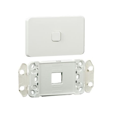 Clipsal Iconic, Grid and Skin Switch, Vertical/Horizontal, 1 Gang, Bulk Pack 50 - Extra Vivid White