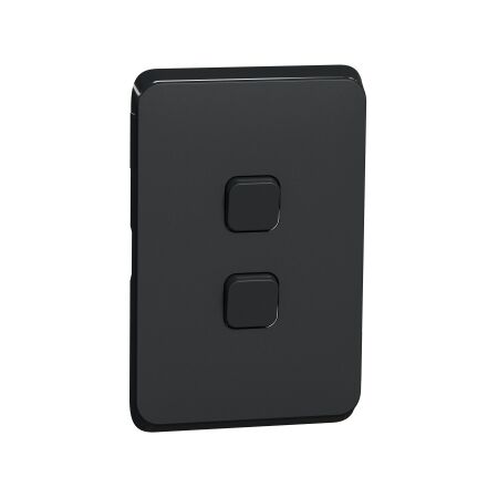 Clipsal Iconic, Switch Plate Skin, 2 Gang, Horizontal/Vertical Mount, Clip-On - Extra Black