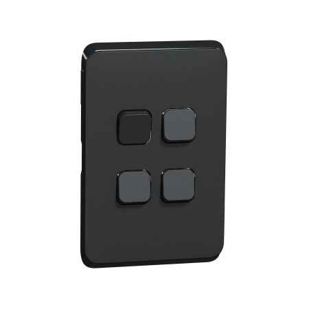 Clipsal Iconic, Switch Plate Skin, 4 Gang, Horizontal/Vertical Mount - Extra Black