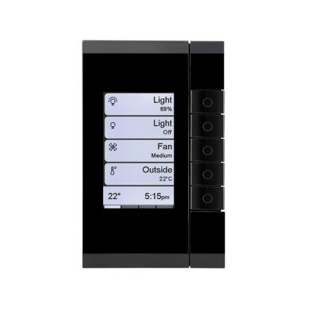 C-Bus eDLT, Wall Plate, Saturn, Enhanced Dynamic Labelling Technology, 5 Key Grid - Espresso Black