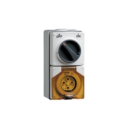 Clipsal - 56 Series, Switched Socket Outlet, 500V, 20A, 4 Round PIN, IP66, 3 Pole - Chemical Grey