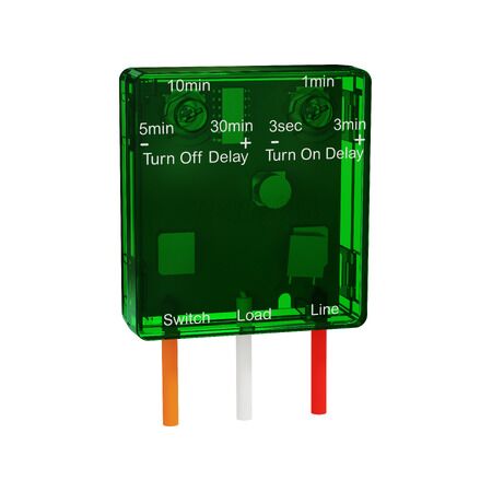 Standard Series, Run On timer, Clipsal, 1A, with selectable Turn ON and Turn OFF delays, translucent green