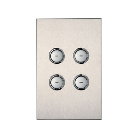 C-Bus, SpaceLogic Wall Plate, Saturn, A-Series, Key Input unit, 4 keys - Stainless Steel