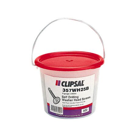 Clipsal - General Accessories, Washer Head, Self Drilling, 8 x 25mm, Bucket 500