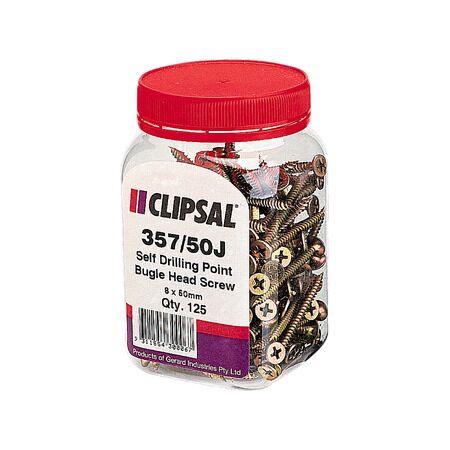 Clipsal - General Accessories, Bugle Head, Self Drilling Point, 8 X 50mm, Jar 125