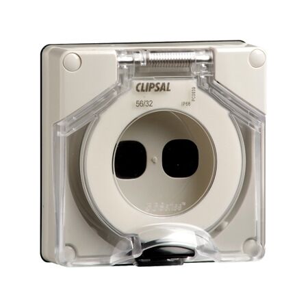 Clipsal - 56 Series, Adaptable Enclosure, 2 Gang, 107x101x75mm, Less Enclosure - Grey