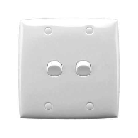 Standard Series, Flush Switch, 2 Gang, 250VAC, 10A, Large Format, Vertical - White Electric