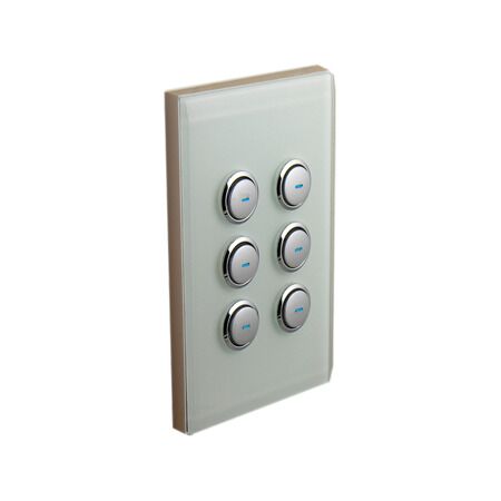 C-Bus, SpaceLogic Wall Plate, Saturn, E-Series, Key Input unit, 6 keys - Glass Finish