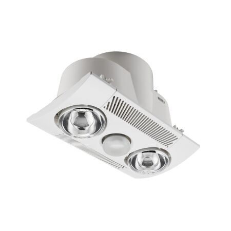 Airflow, En Suite Fan, Light, Heater with Backdraught Shutter 2 x 275W - White Electric