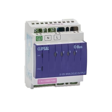 C-Bus Control and Management System, Din Rail Mounted Analogue Output Unit, 4 Channel, 240V
