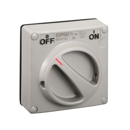 Clipsal - 56 Series, Surface Switch, 1 Gang, 1 Pole, 250VAC, 20A, Less Enclosure - Chemical Grey