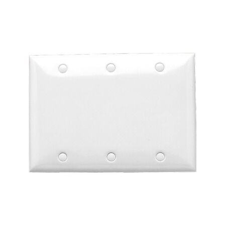 Standard Series, Flush Plate, 3 Gang, Blank, Large Format - White Electric