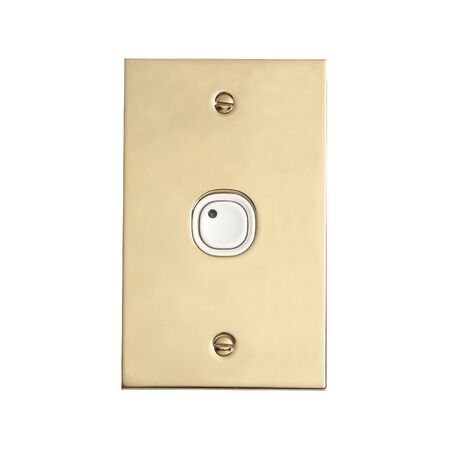 C-Bus Control and Management System, Flat Plate, Key Input, 1 Gang, B Style, Learn Enabled, Brass - White Electric