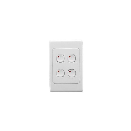 C-Bus Control and Management System, Plastic Plate Wall Switch, 4 Button - White Electric