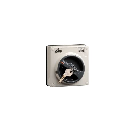 Clipsal - 56 Series, Surface Switch, 1 Pole, 250VAC, 15A, Common Key Lock, Off Locking Position - Grey