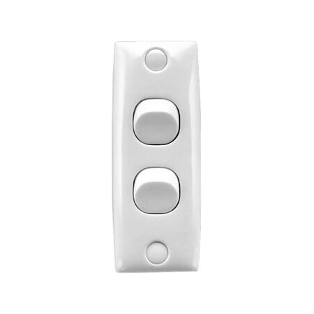 Standard Series, Flush Switch, 2 Gang, 250VAC, 10A, Architrave - White Electric