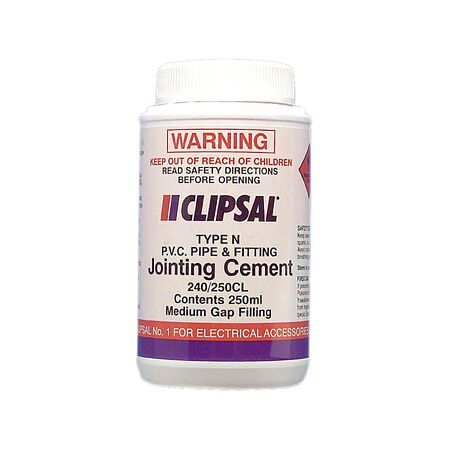Clipsal - Cable Management, PVC Medium Gap Filling Clear Cement, 250ml Bottle with Brush