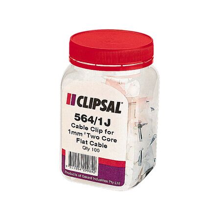 Clipsal - General Accessories, Cable Clip, to Suit 2.5mm² and 4mm², Flat Cable, Jar of 100
