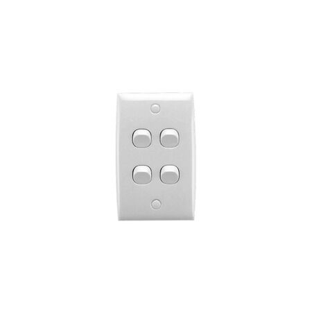 Standard Series, Flush Switch, 4 Gang, 250VAC, 10A, Standard, Vertical, PTN - White Electric